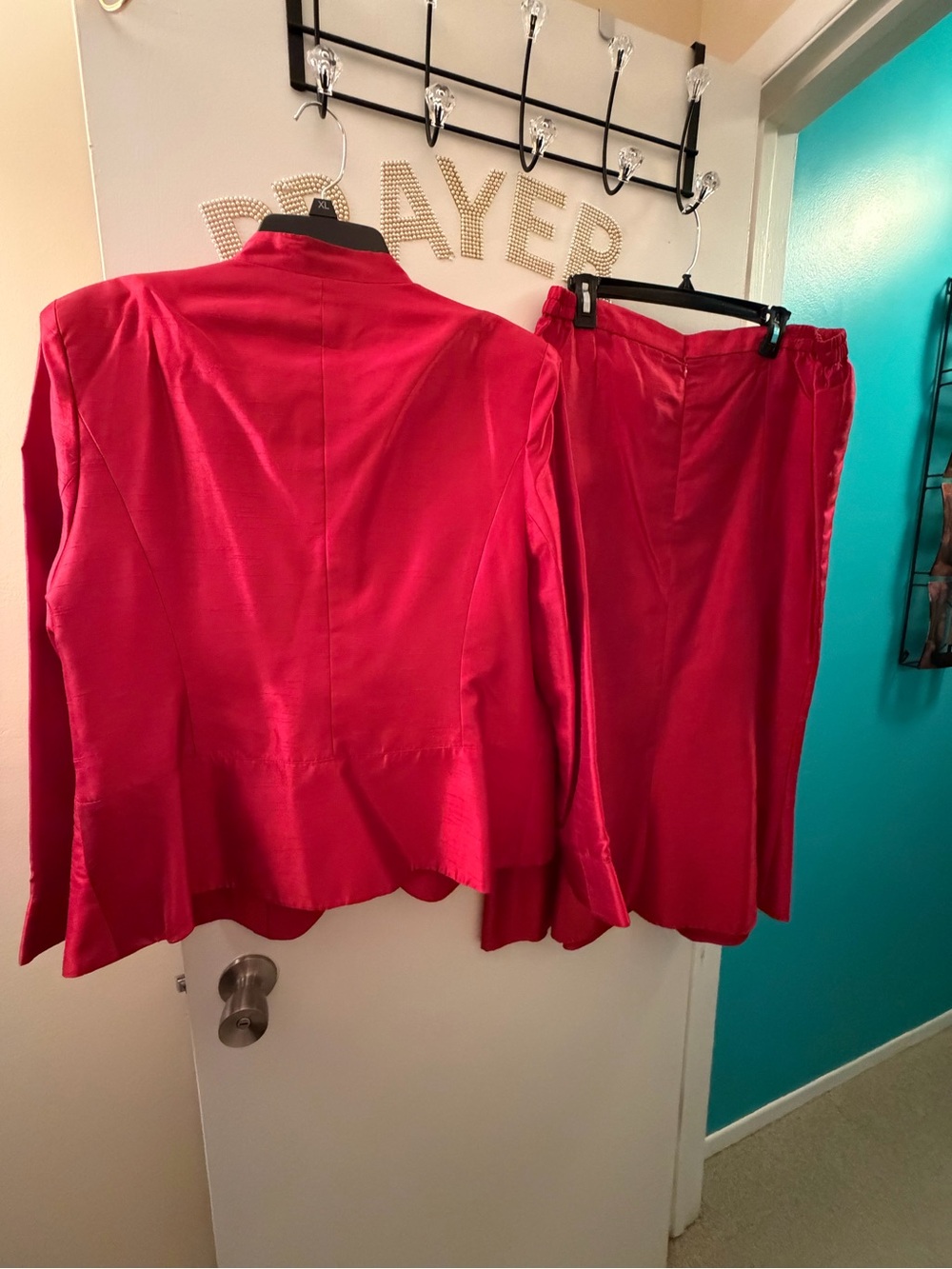Women's Red Satin Skirt